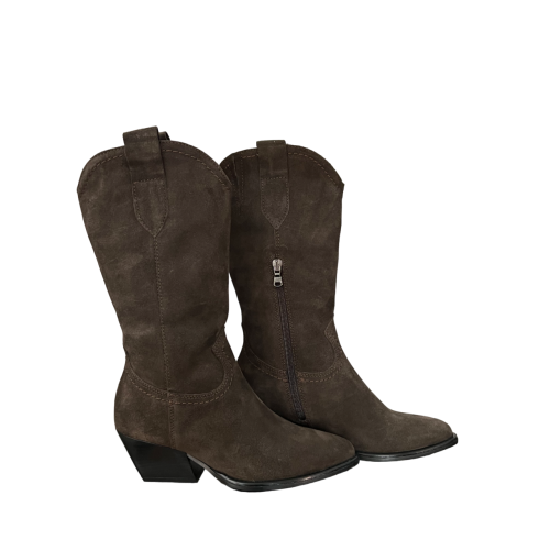 FRANCESCO BRUNELLI stivale donna texano camoscio marrone BV4818 100% pelle