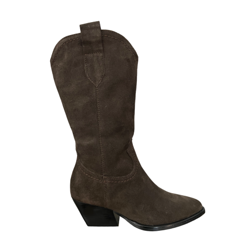 FRANCESCO BRUNELLI stivale donna texano camoscio marrone BV4818 100% pelle
