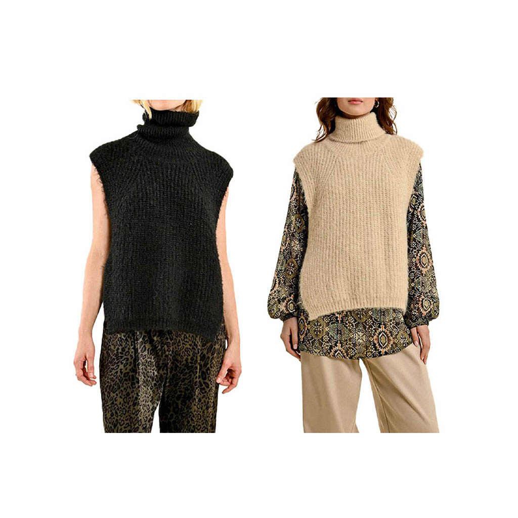 MOLLY BRACKEN women's ribbed vest LA1621CN 48% polyester 36% polyamide 16% acrylic