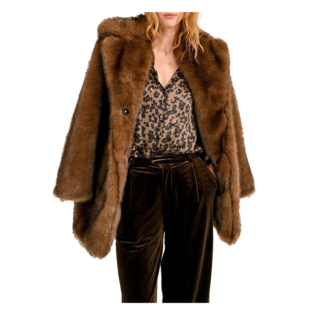 MOLLY BRACKEN women's faux fur jacket brown P1719CH 100% polyester