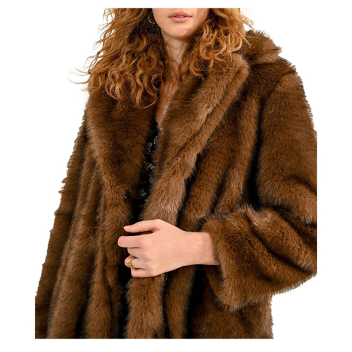 MOLLY BRACKEN women's faux fur jacket brown P1719CH 100% polyester