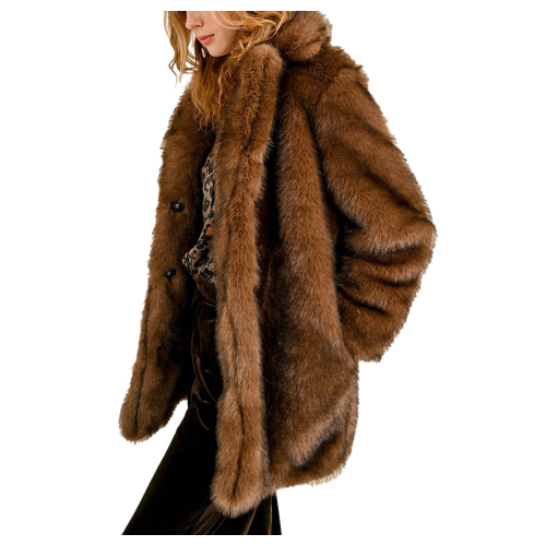 MOLLY BRACKEN women's faux fur jacket brown P1719CH 100% polyester