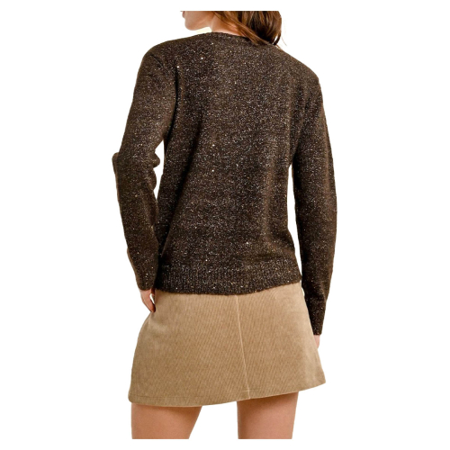 MOLLY BRACKEN maglia donna marrone lurex E1613CN