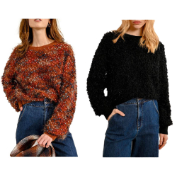 MOLLY BRACKEN women's textured crewneck sweater LA1604CH