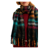 MOLLY BRACKEN sciarpa donna blu quadri multicolor ZA59CN 100% viscosa