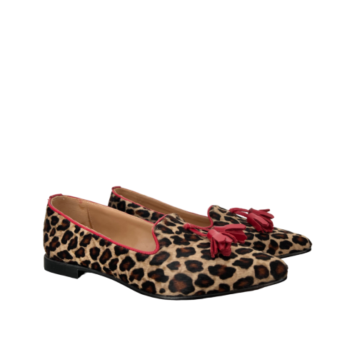 ENTOURAGE ballerina woman pony skin animalier beige ROSY 100% leather MADE IN ITALY