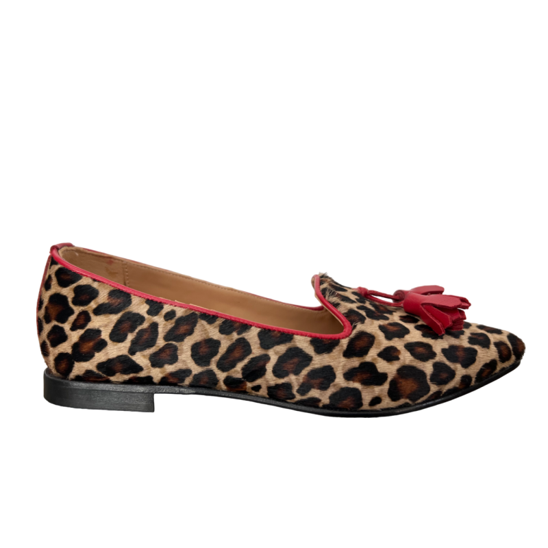 ENTOURAGE ballerina woman pony skin animalier beige ROSY 100% leather MADE IN ITALY