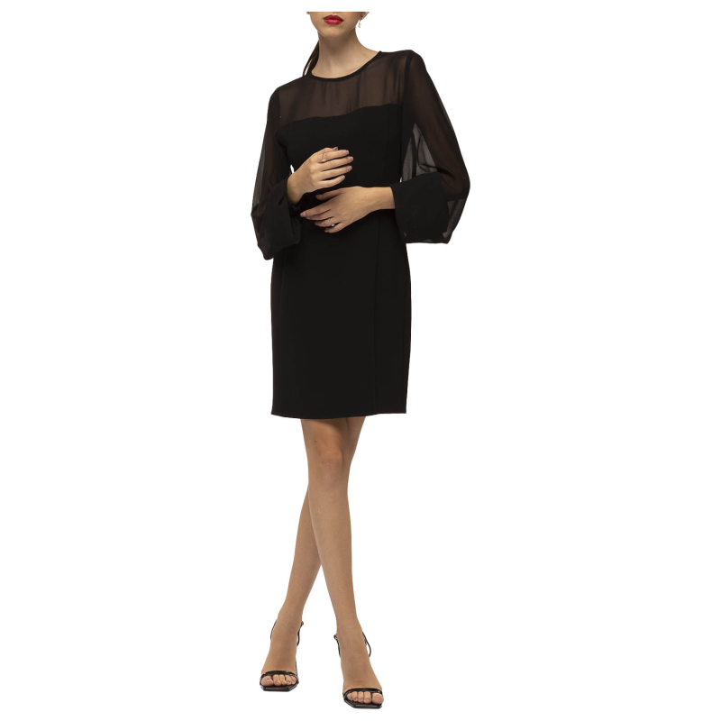 KORALLINE abito donna crepe nere 829 97% poliestere 3% spandex