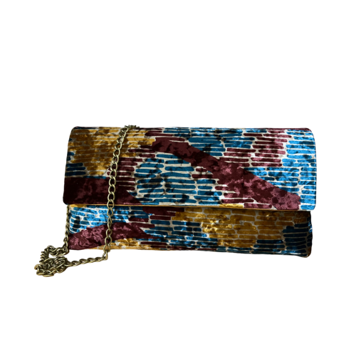 JUSTMINE women's flat bag chenille burgundy/mustard/petrol JACBOFW24-K118 MADE IN ITALY