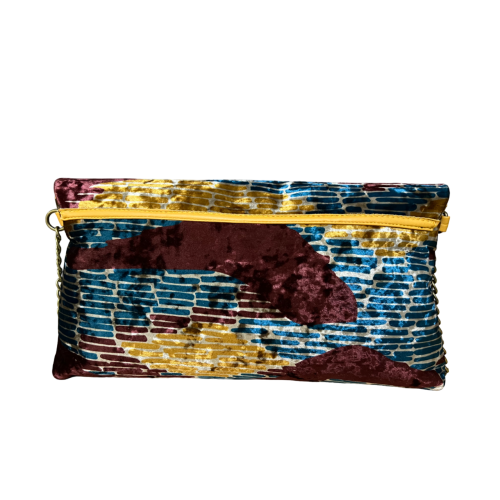 JUSTMINE women's flat bag chenille burgundy/mustard/petrol JACBOFW24-K118 MADE IN ITALY