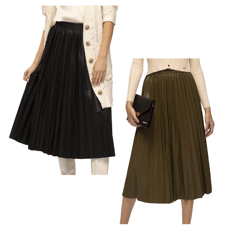 KORALLINE women's pleated skirt eco-leather 208 50% polyurethane 50% polyester