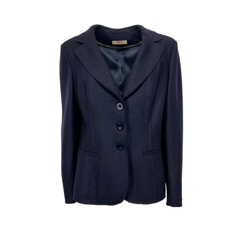 MERLET SUDTIROL giacca donna blu sfoderata ANITA 100% lana MADE IN ITALY
