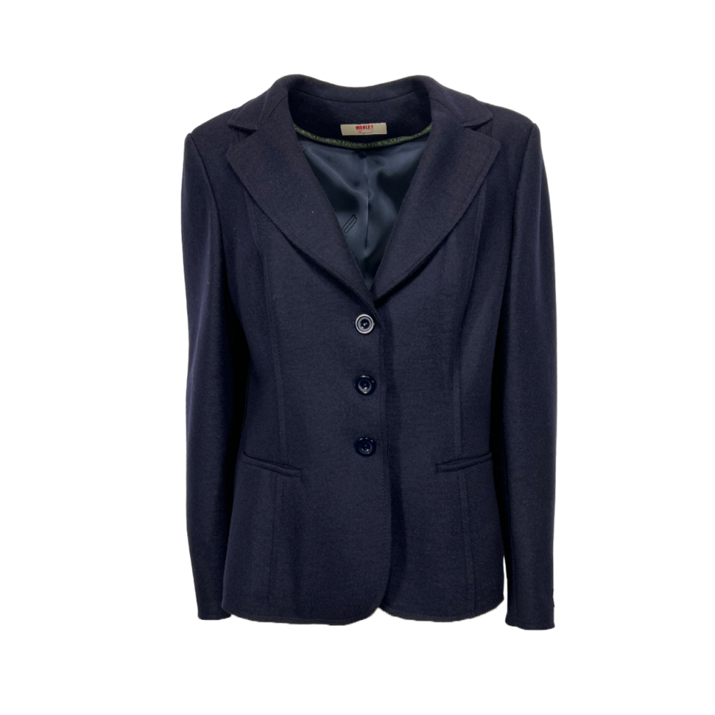 MERLET SUDTIROL giacca donna blu sfoderata ANITA 100% lana MADE IN ITALY