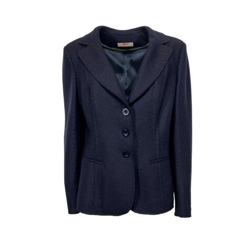 MERLET SUDTIROL women's blue unlined jacket ANITA 100% wool MADE IN ITALY