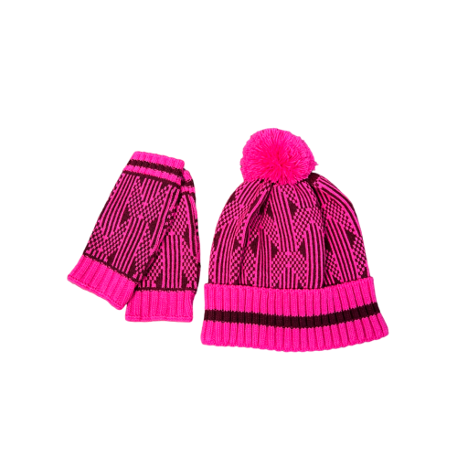 JUSTMINE women's set fantasy hat with pom poms and short gloves K214 1102 MADE IN ITALY