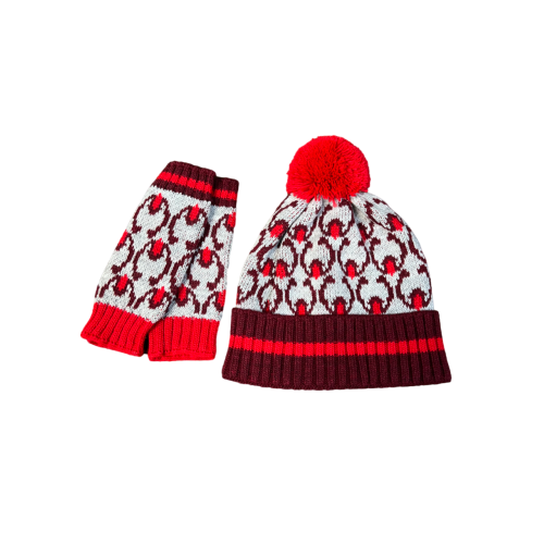 JUSTMINE women's set fantasy hat with pom poms and short gloves K214 1086 MADE IN ITALY