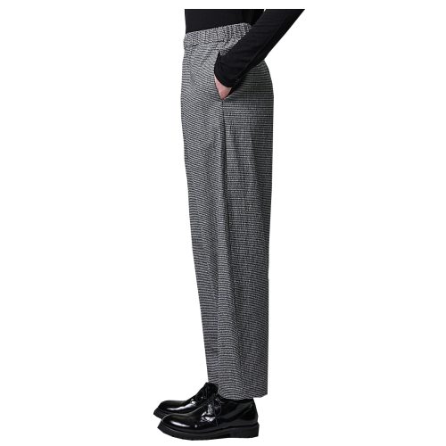 NEIRAMI pantalone donna quadretti vichy bianco/nero P004PP MADE IN ITALY