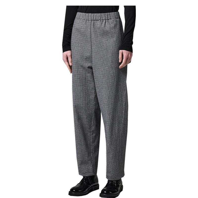 NEIRAMI pantalone donna quadretti vichy bianco/nero P004PP MADE IN ITALY