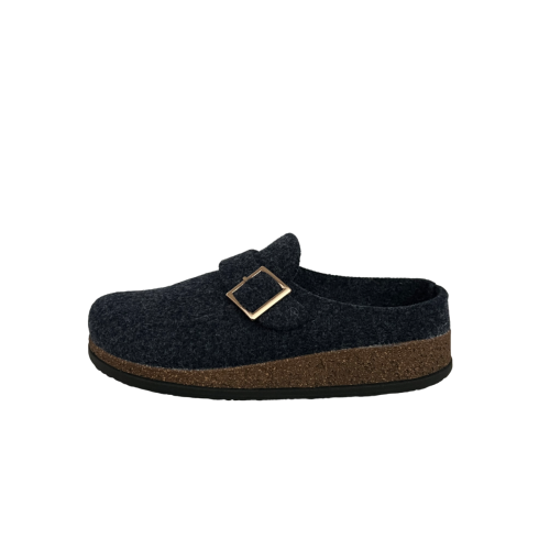 LE TIROLESI women's slippers boiled wool with blue buckle BIOF MADE IN ITALY