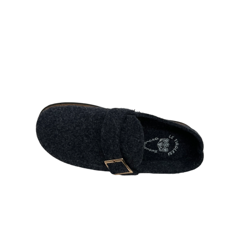LE TIROLESI pantofole donna lana cotta con fibbia blu BIOF MADE IN ITALY