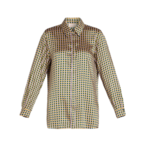 PERSONA By Marina Rinaldi N.O.W line women's twill shirt beige/lilac/green 2423196036600 ZIGANO