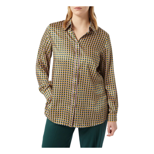 PERSONA By Marina Rinaldi N.O.W line women's twill shirt beige/lilac/green 2423196036600 ZIGANO