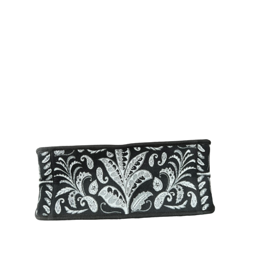 LA FEE MARABOUTE borsa shopper canvass pesante floreale nero/bianco ZUMIRA MADE IN INDIA