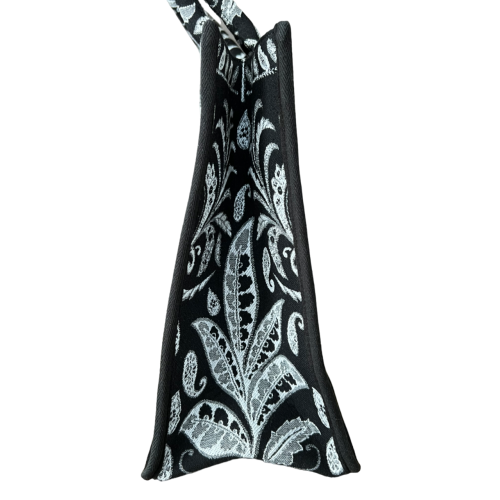 LA FEE MARABOUTE borsa shopper canvass pesante floreale nero/bianco ZUMIRA MADE IN INDIA