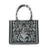 LA FEE MARABOUTE borsa shopper canvass pesante floreale nero/bianco ZUMIRA MADE IN INDIA