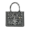 LA FEE MARABOUTE borsa shopper canvass pesante floreale nero/bianco ZUMIRA MADE IN INDIA