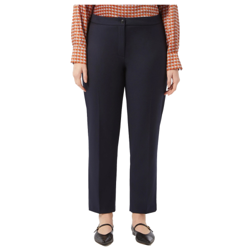 PERSONA By Marina Rinaldi linea N.O.W pantalone twill viscosa blu dritto 2423136016600 ZAMPA