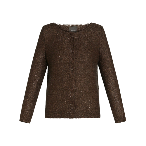 PERSONA by Marina Rinaldi brown sequin cardigan 2423346152600 BASKET MADE IN ITALY