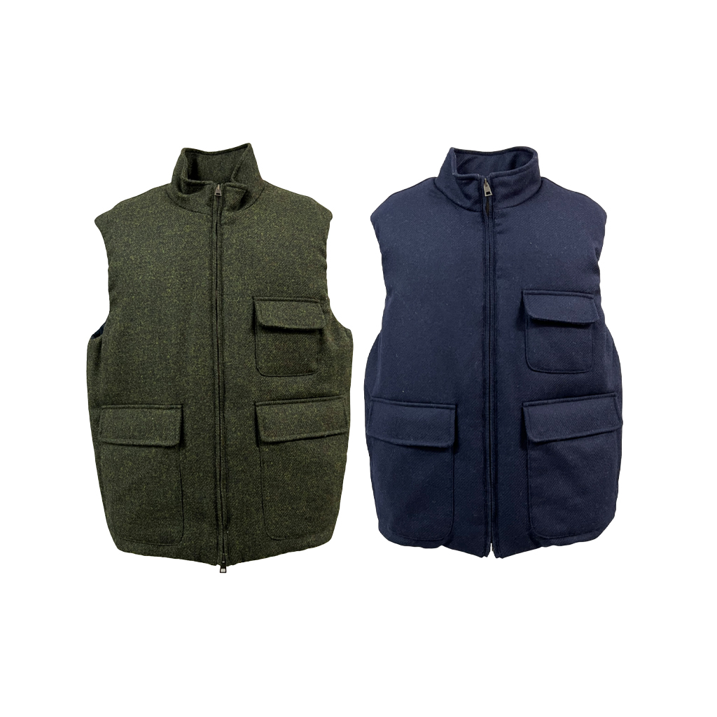 L’IMPERMEABILE men's shetland wool gilet with zip HUGH P SHET MADE IN ITALY