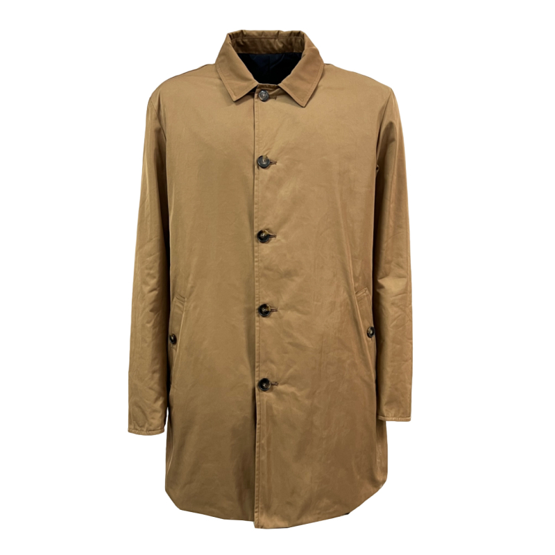 L’IMPERMEABILE men's reversible camel/blue jacket RUDOLPH POLY MADE IN ITALY