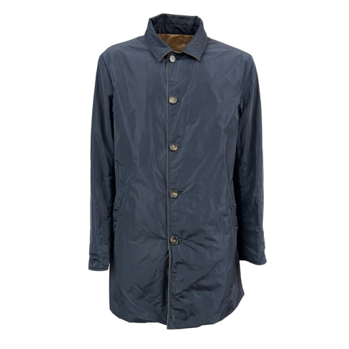 L’IMPERMEABILE men's reversible camel/blue jacket RUDOLPH POLY MADE IN ITALY