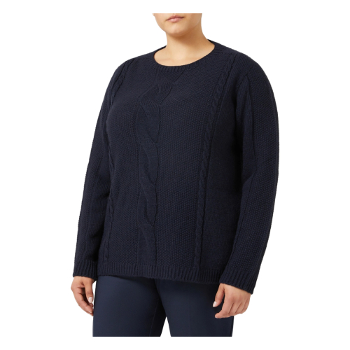 PERSONA by Marina Rinaldi N.O.W line blue sweater with braids 2423366096600 LEONIDA MADE IN ITALY