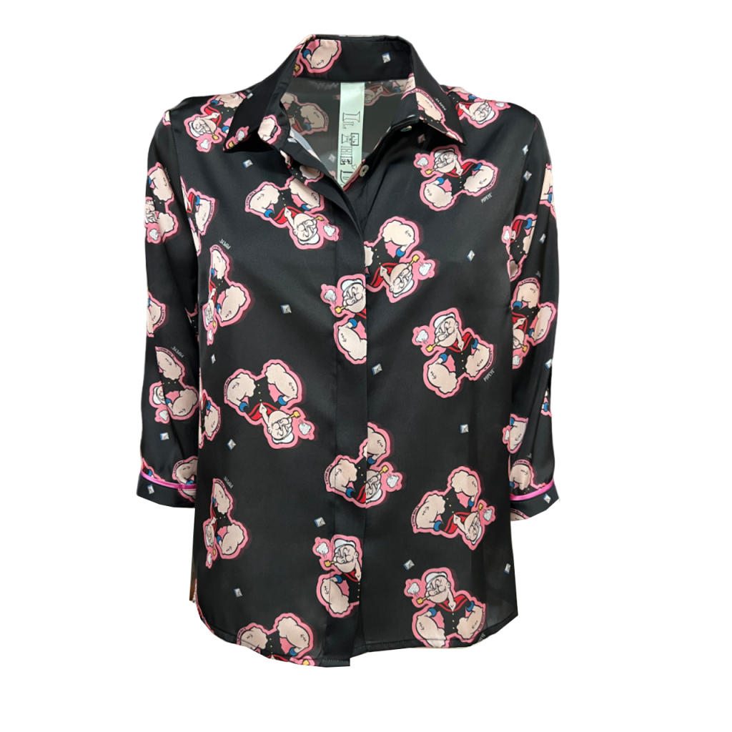 IL THE DELLE 5 black shirt SPOON POPEYE MADE IN ITALY