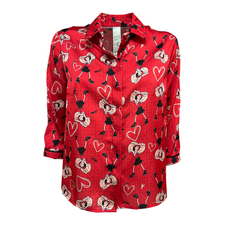 IL THE DELLE 5 black/blue red shirt OLIVIA RED MADE IN ITALY