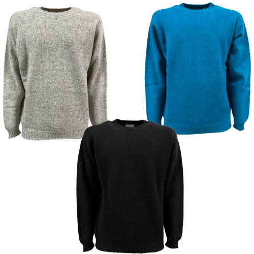 HAWICO Men's crew neck sweater BURNSIDE Shetland 100% shetland wool MADE IN SCOTLAND new 2