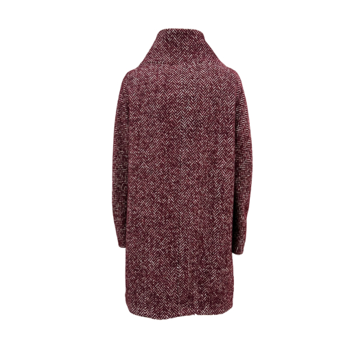 HANNAJ women's wool herringbone coat burgundy ONEIDE SVEVA MADE IN ITALY
