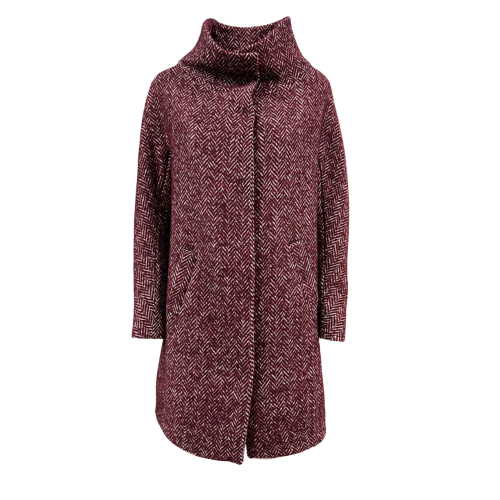 HANNAJ women's wool herringbone coat burgundy ONEIDE SVEVA MADE IN ITALY