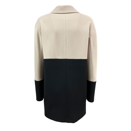 HANNAJ cappotto donna lana bicolore panna/nero ADELE DEBORAH MADE IN ITALY
