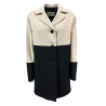 HANNAJ cappotto donna lana bicolore panna/nero ADELE DEBORAH MADE IN ITALY
