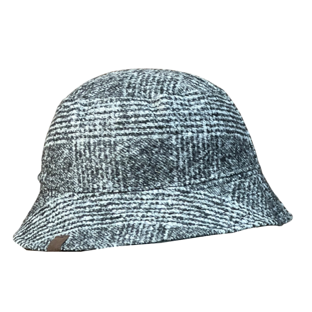 FERRANTE  cappello pescatore double antipioggia principe di galles nero U15100100 MADE IN ITALY