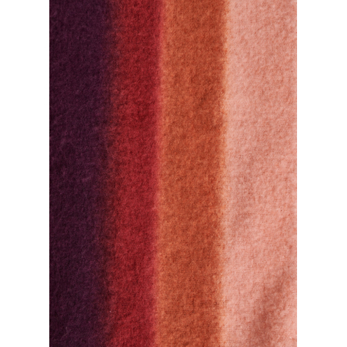 LA FEE MARABOUTEE sciarpa donna con frange rigata salmone/bordeaux/arancio ZAOUI