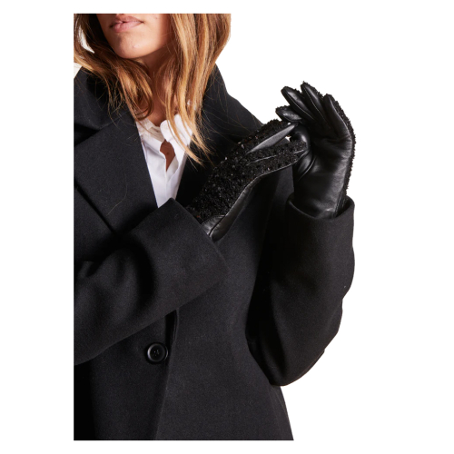LA FEE MARABOUTEE guanti donna neri pelle + paillettes ZENTI