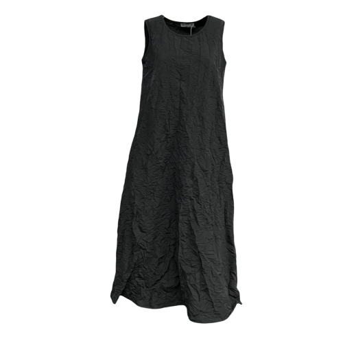 NEIRAMI women's black dress wrinkled fabric oversized egg D002J0 MADE IN ITALY