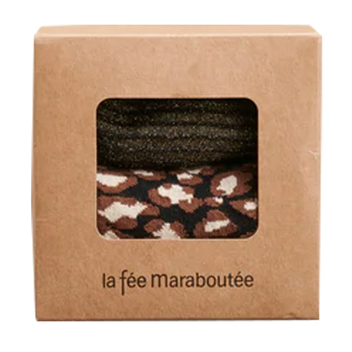 LA FEE MARABOUTEE pack of 2 pairs of black animalier/black gold socks TOPILO