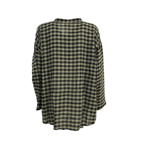 O’MER women's oversized shirt checked black/green OM086C MADE IN ITALY