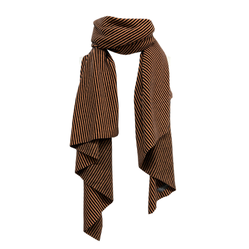 NEIRAMI sciarpa foulard donna righe nero/zucca AA04MS MADE IN ITALY
